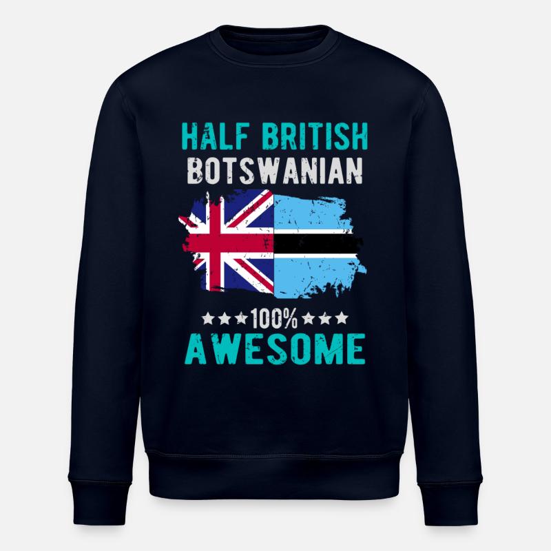 Half British Half Batswana - Stanley/Stella ROLLER Unisex Organic Sweatshirt - navy