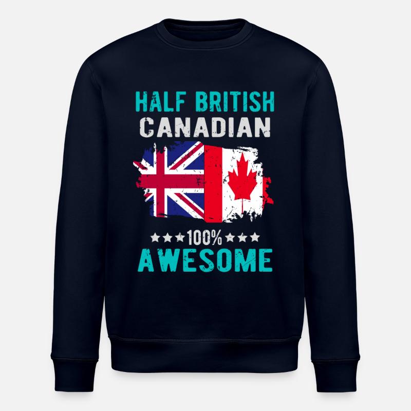 Half British Half Canadian - Stanley/Stella ROLLER Unisex Organic Sweatshirt - navy