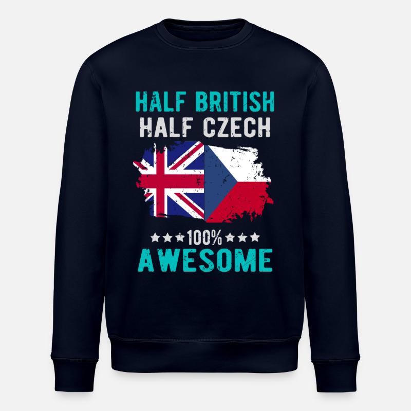 Half British Half Czech - Stanley/Stella ROLLER Unisex Organic Sweatshirt - navy