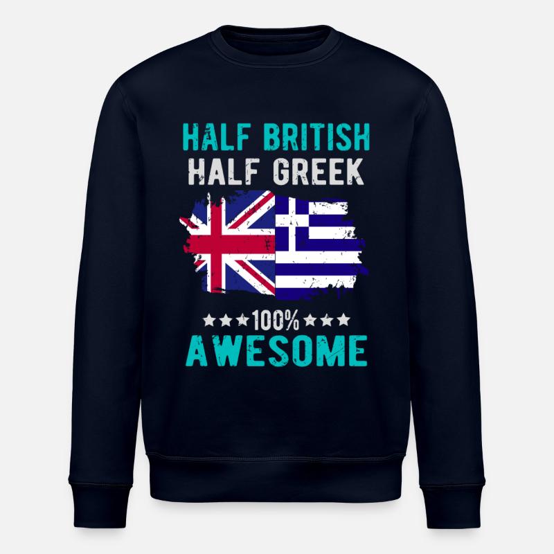 Half British Half Greek - Stanley/Stella ROLLER Unisex Organic Sweatshirt - navy