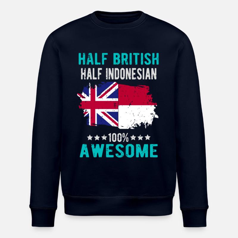 Half British Half Indonesian - Stanley/Stella ROLLER Unisex Organic Sweatshirt - navy
