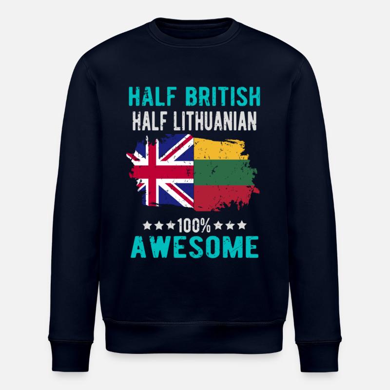 Half British Half Lithuanian - Stanley/Stella ROLLER Unisex Organic Sweatshirt - navy