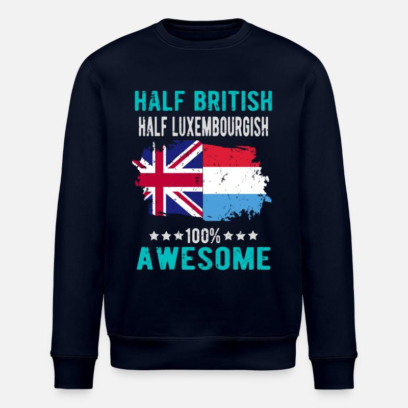 Half British Half Luxembourger - Stanley/Stella ROLLER Unisex Organic Sweatshirt - navy