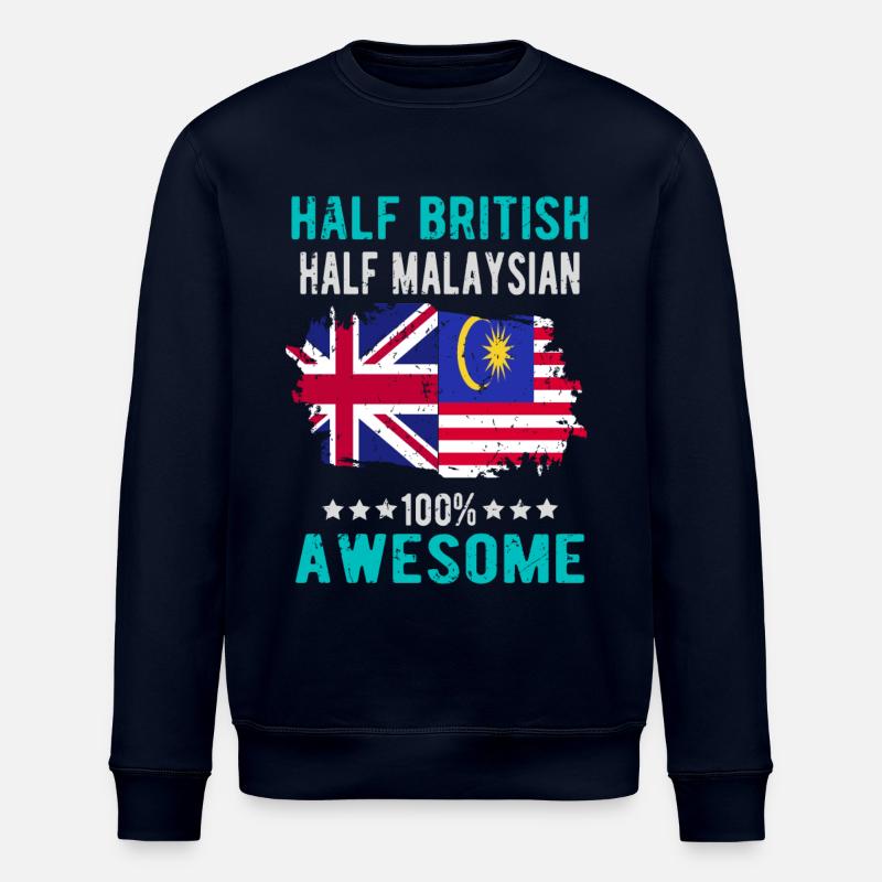 Half British Half Malaysian - Stanley/Stella ROLLER Unisex Organic Sweatshirt - navy