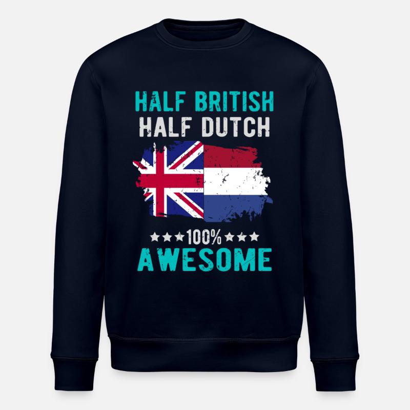 Half British Half Dutch - Stanley/Stella ROLLER Unisex Organic Sweatshirt - navy