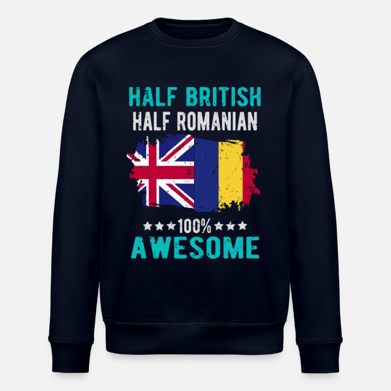 Moitié britannique moitié roumain - Sweat bio ROLLER Stanley/Stella Unisexe - marine