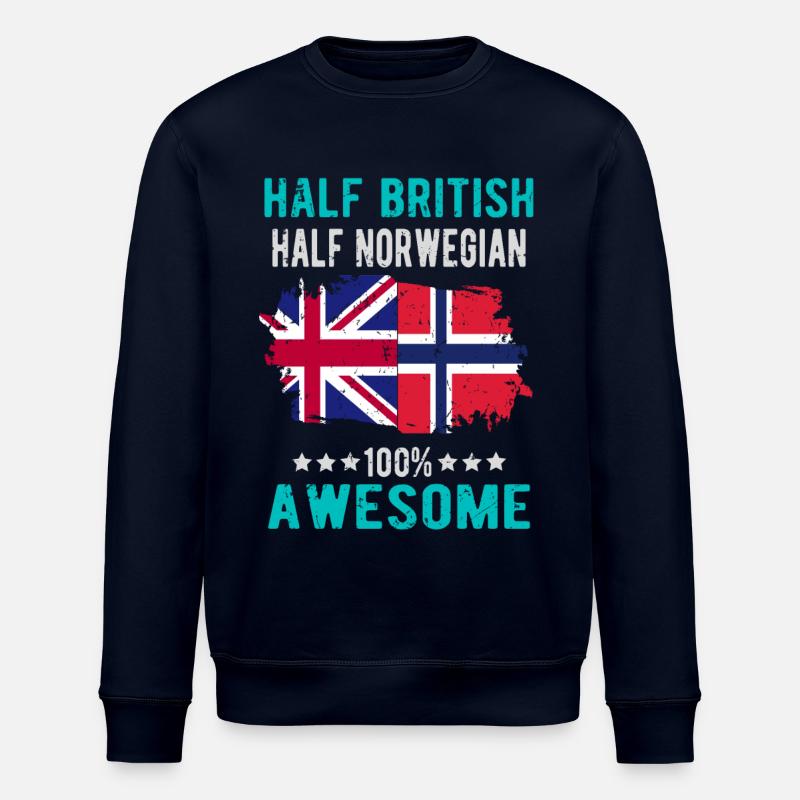 Half British Half Norwegian - Stanley/Stella ROLLER Unisex Organic Sweatshirt - navy