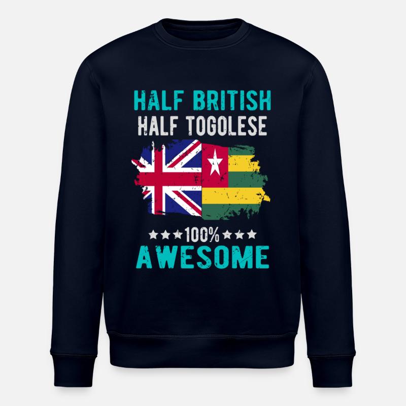 Half British Half Tongolese - Stanley/Stella ROLLER Unisex Organic Sweatshirt - navy
