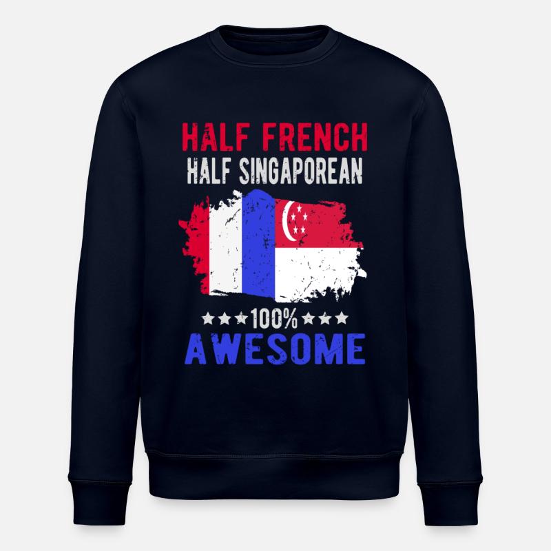 Moitié Français moitié singapourien - Sweat bio ROLLER Stanley/Stella Unisexe - marine