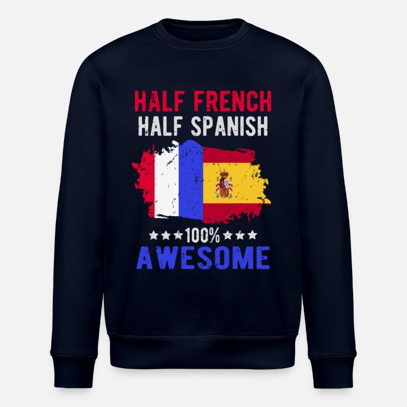 Moitié Français moitié espagnol - Sweat bio ROLLER Stanley/Stella Unisexe - marine