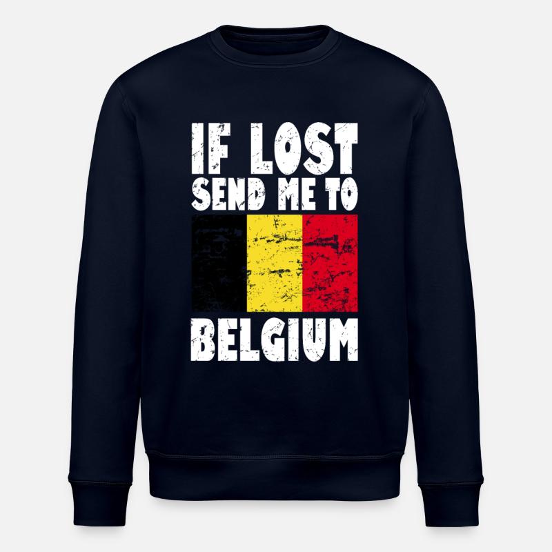 Belgium Flag Saying - Stanley/Stella ROLLER Unisex Organic Sweatshirt - navy