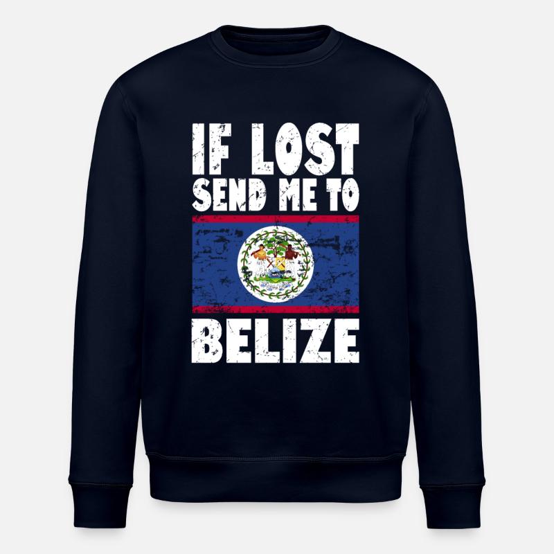 Belize Flag Saying - Stanley/Stella ROLLER Unisex Organic Sweatshirt - navy