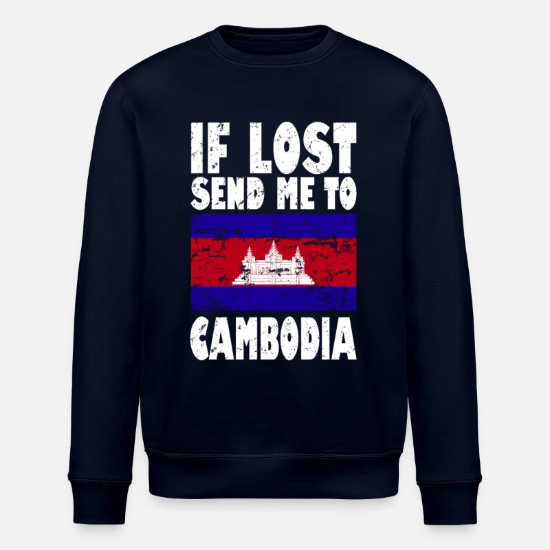 Cambodia Flag Saying - Stanley/Stella ROLLER Unisex Organic Sweatshirt - navy