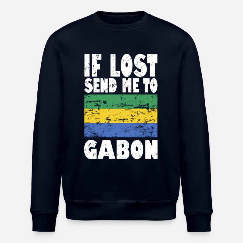 Gabon Flag Saying - Stanley/Stella ROLLER Unisex Organic Sweatshirt - navy