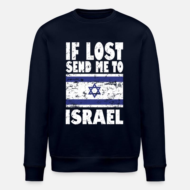 Isreal Flag Saying - Stanley/Stella ROLLER Unisex Organic Sweatshirt - navy