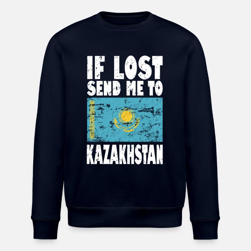 Kazakhstan Flag Saying - Stanley/Stella ROLLER Unisex Organic Sweatshirt - navy