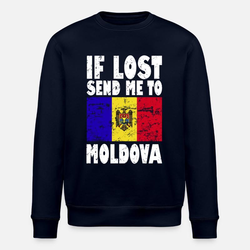 Moldova Flag Slogan - Stanley/Stella ROLLER Unisex Organic Sweatshirt - navy