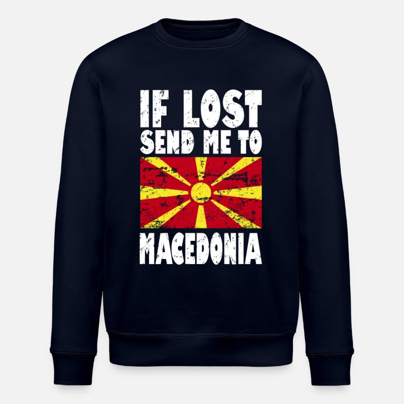 Macedonia Flag Slogan - Stanley/Stella ROLLER Unisex Organic Sweatshirt - navy