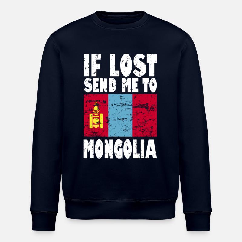 Mongolia Flag Saying - Stanley/Stella ROLLER Unisex Organic Sweatshirt - navy