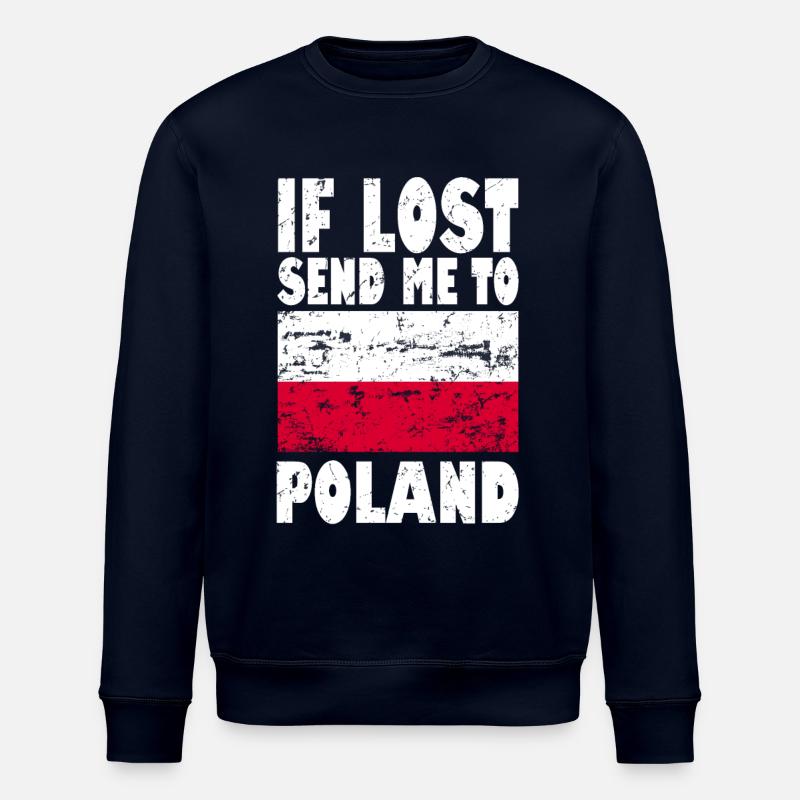 Poland Flag Slogan - Stanley/Stella ROLLER Unisex Organic Sweatshirt - navy