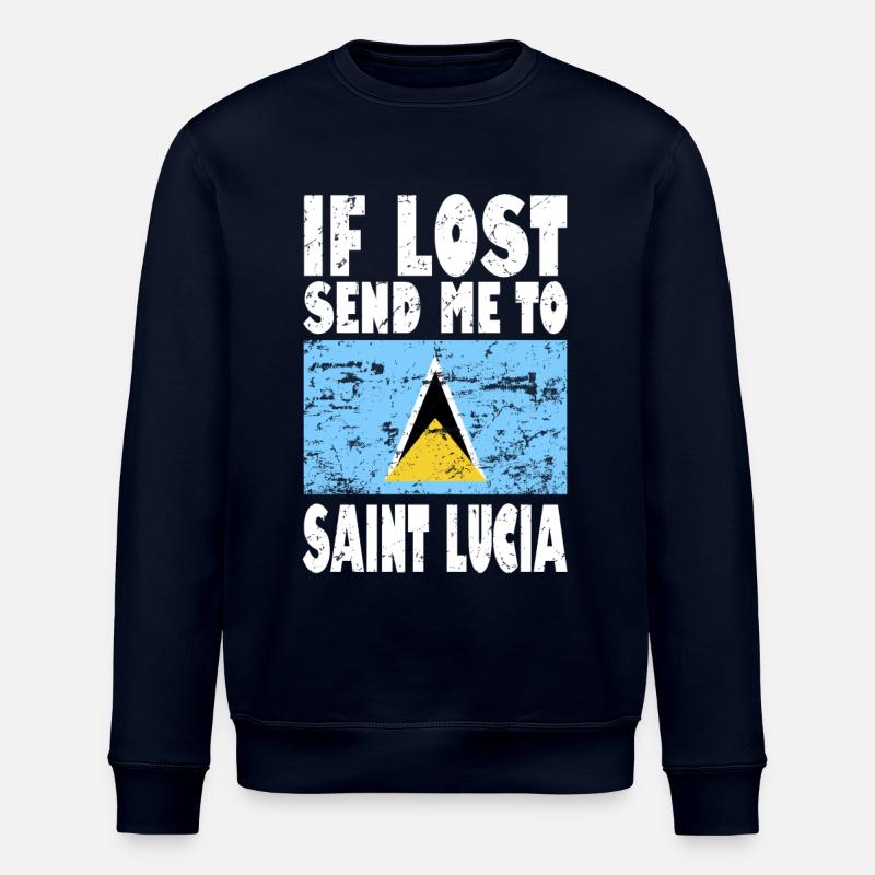 Saint Lucia Flag Saying - Stanley/Stella ROLLER Unisex Organic Sweatshirt - navy