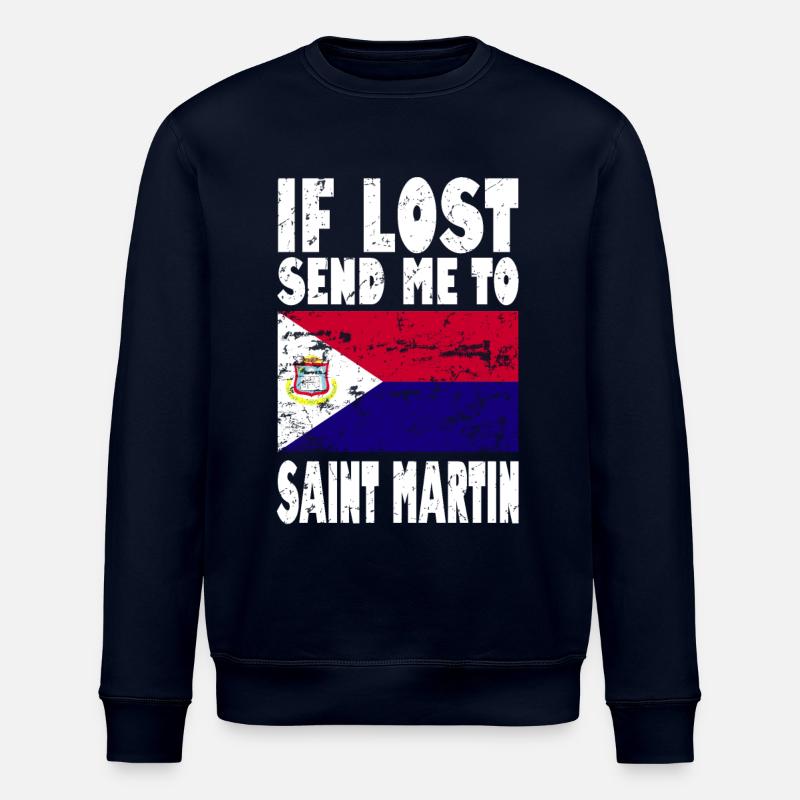 St. Martin Flag Saying - Stanley/Stella ROLLER Unisex Organic Sweatshirt - navy