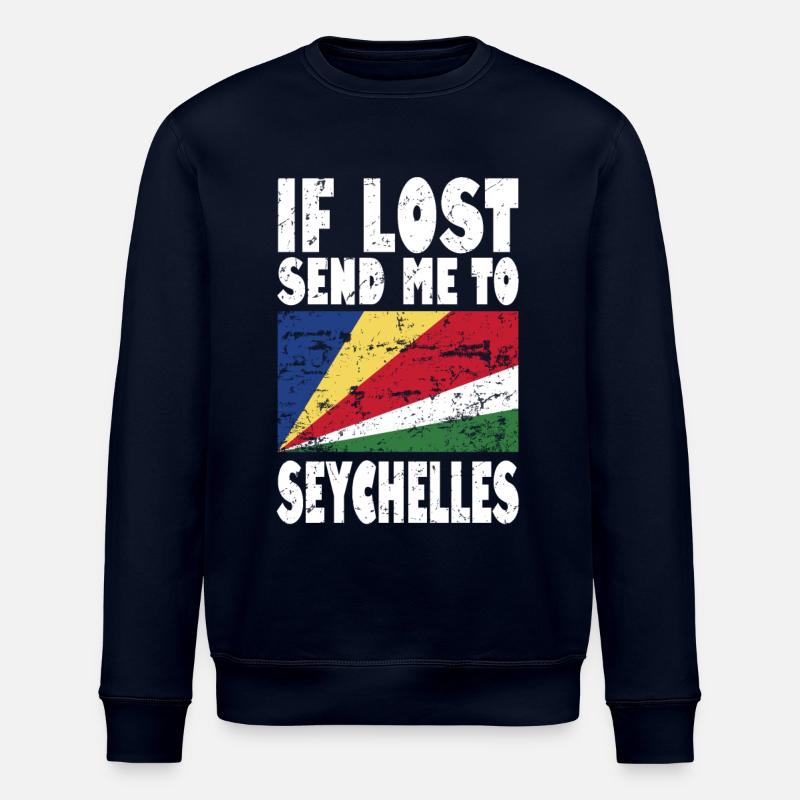 Seychelles Flag Saying - Stanley/Stella ROLLER Unisex Organic Sweatshirt - navy