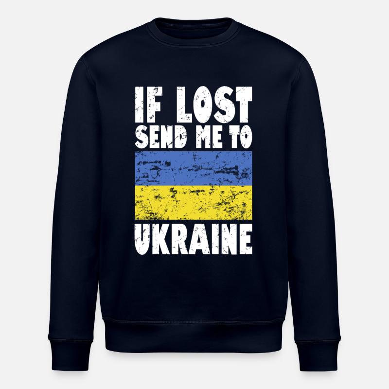 Ukraine Flag Slogan - Stanley/Stella ROLLER Unisex Organic Sweatshirt - navy