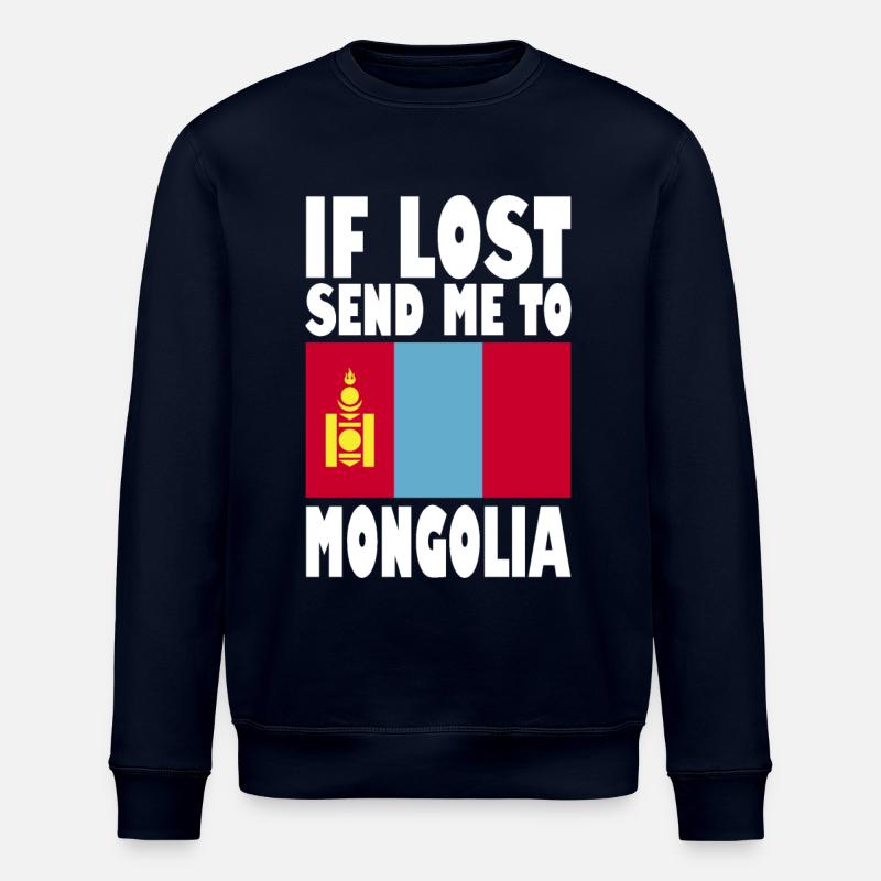 Mongolia Flag Saying - Stanley/Stella ROLLER Unisex Organic Sweatshirt - navy