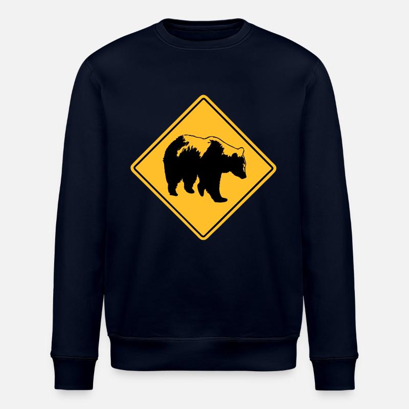 Grizzly Road Sign - Stanley/Stella Unisex Bio-Sweatshirt ROLLER - Navy