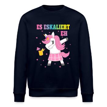 Dabbing Unicorn Es eskaliert eh - Stanley/Stella Unisex Bio-Sweatshirt ROLLER - Navy - Vorne - Nik (191cm)