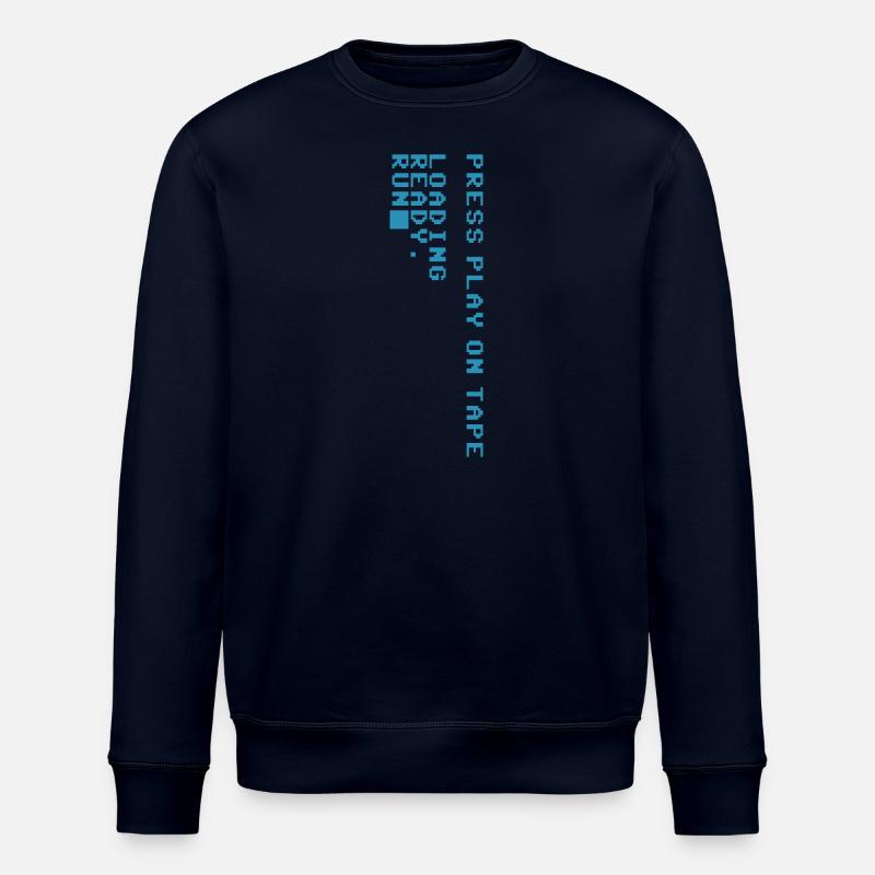 Press Play on Tape. Retro Heim-Computer Bildschirm - Stanley/Stella Unisex Bio-Sweatshirt ROLLER - Navy