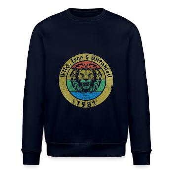 44. Geburtstag Wild, free & untamed since 07/1981 - Stanley/Stella Unisex Bio-Sweatshirt ROLLER - Navy - Vorne - Nik (191cm)