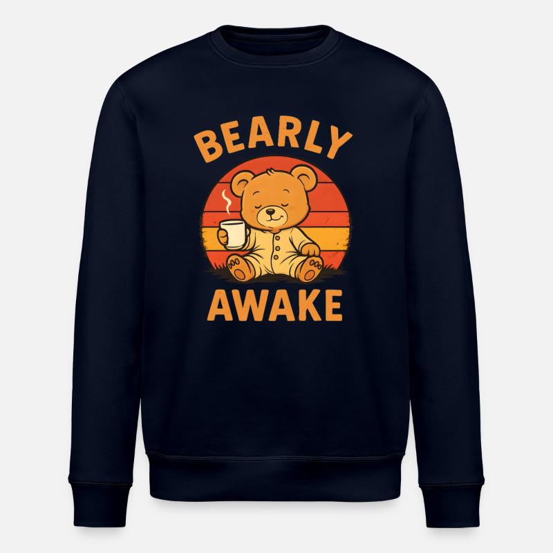 Bearly Awake - Ours endormi au café - Sweat bio ROLLER Stanley/Stella Unisexe - marine