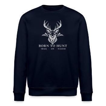 BORN TO HUNT (White) - Stanley/Stella Unisex Bio-Sweatshirt ROLLER - Navy - Vorne - Nik (191cm)