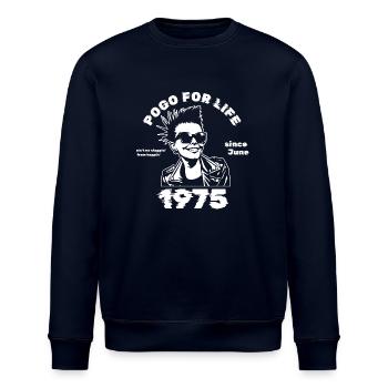 50. Anniversaire Pogo pour la vie depuis 06/1975 - Sweat bio ROLLER Stanley/Stella Unisexe - marine - Devant - Nik (191cm)