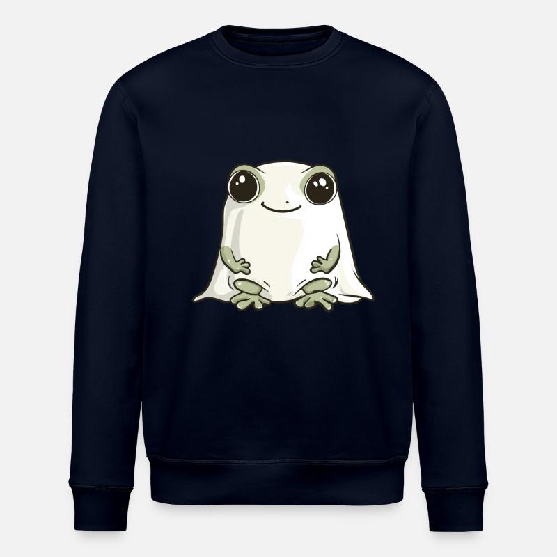 Frog Halloween Comic Ghost - Stanley/Stella ROLLER Unisex Organic Sweatshirt - navy