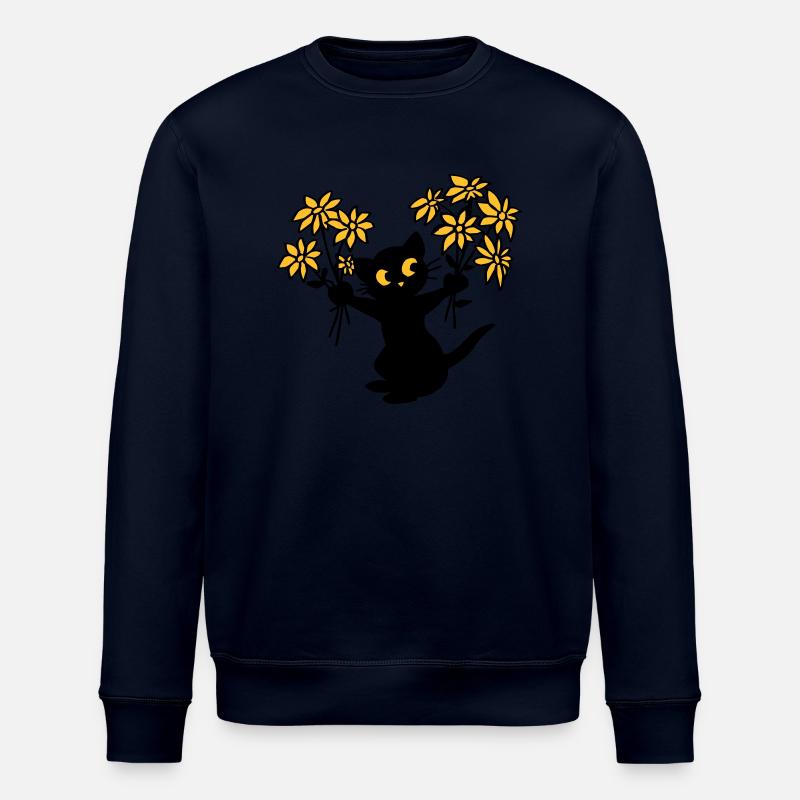 Le chat aux fleurs - Sweat bio ROLLER Stanley/Stella Unisexe - marine