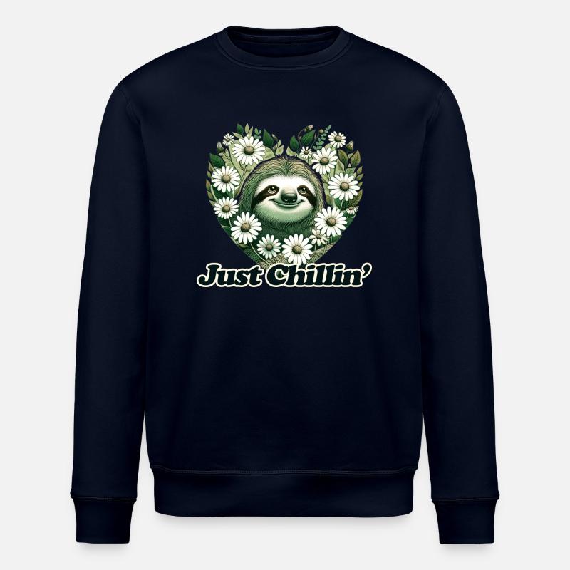 Just Chillin' Sloth - Stanley/Stella ROLLER Unisex Organic Sweatshirt - navy