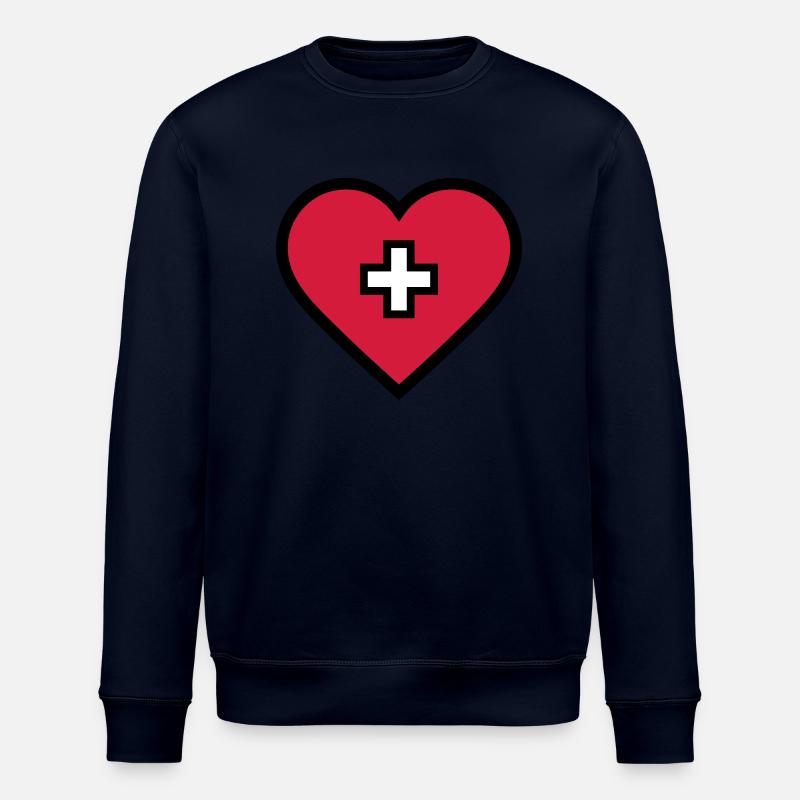 Coeur avec croix - Sweat bio ROLLER Stanley/Stella Unisexe - marine