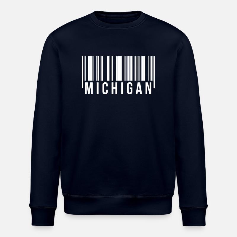 Michigan Barcode - Stanley/Stella ROLLER Unisex Organic Sweatshirt - navy
