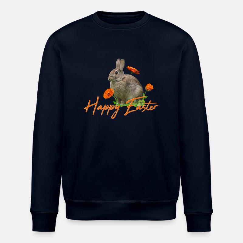 Happy Easter rabbit cony - Stanley/Stella ROLLER Unisex Organic Sweatshirt - navy