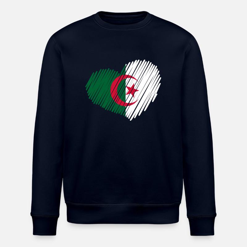 coeur Algérie drapeau - Sweat bio ROLLER Stanley/Stella Unisexe - marine