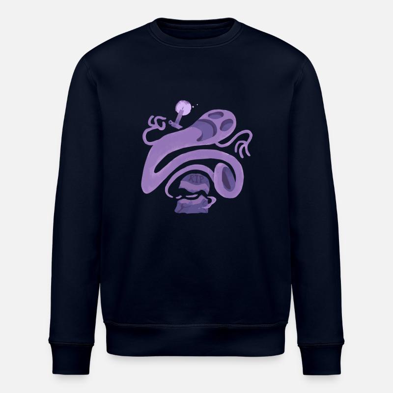 Crazy ghost escapes from grave - Stanley/Stella ROLLER Unisex Organic Sweatshirt - navy