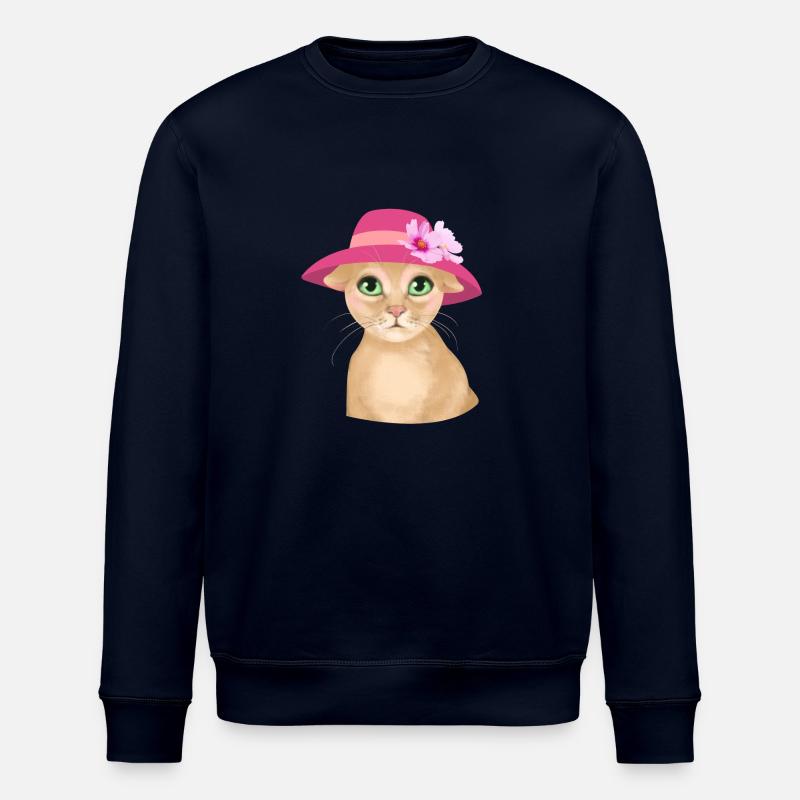 Chat avec chapeau et fleur - Sweat bio ROLLER Stanley/Stella Unisexe - marine