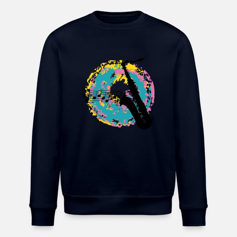 Saxofon auf Farbklecksen - Stanley/Stella Unisex Bio-Sweatshirt ROLLER - Navy
