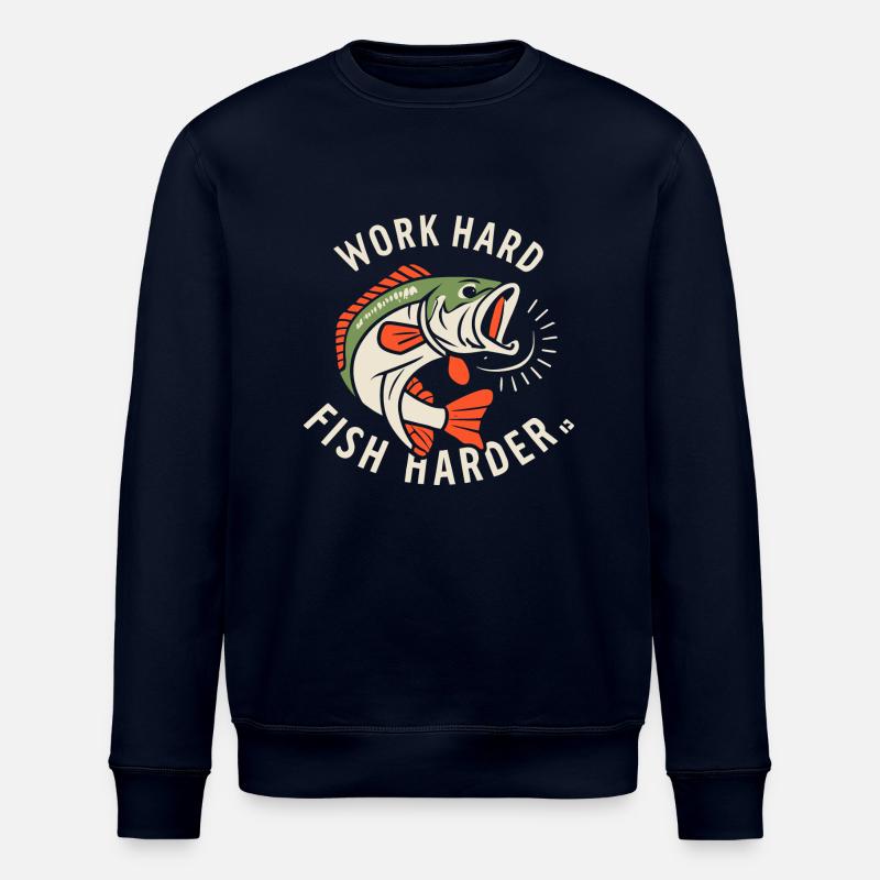 Work Hard Fish Harder - Stanley/Stella Unisex Bio-Sweatshirt ROLLER - Navy