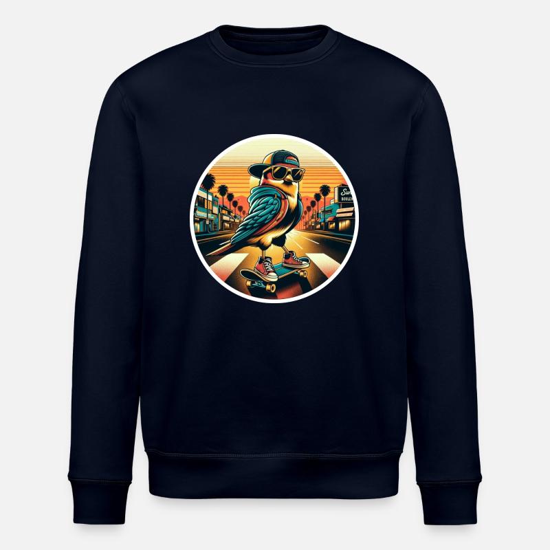 cool skating bird - Stanley/Stella ROLLER Unisex Organic Sweatshirt - navy