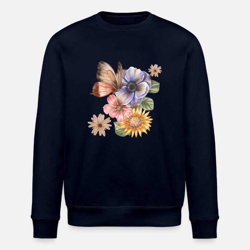FLEURS & PAPILLON - Sweat bio ROLLER Stanley/Stella Unisexe - marine