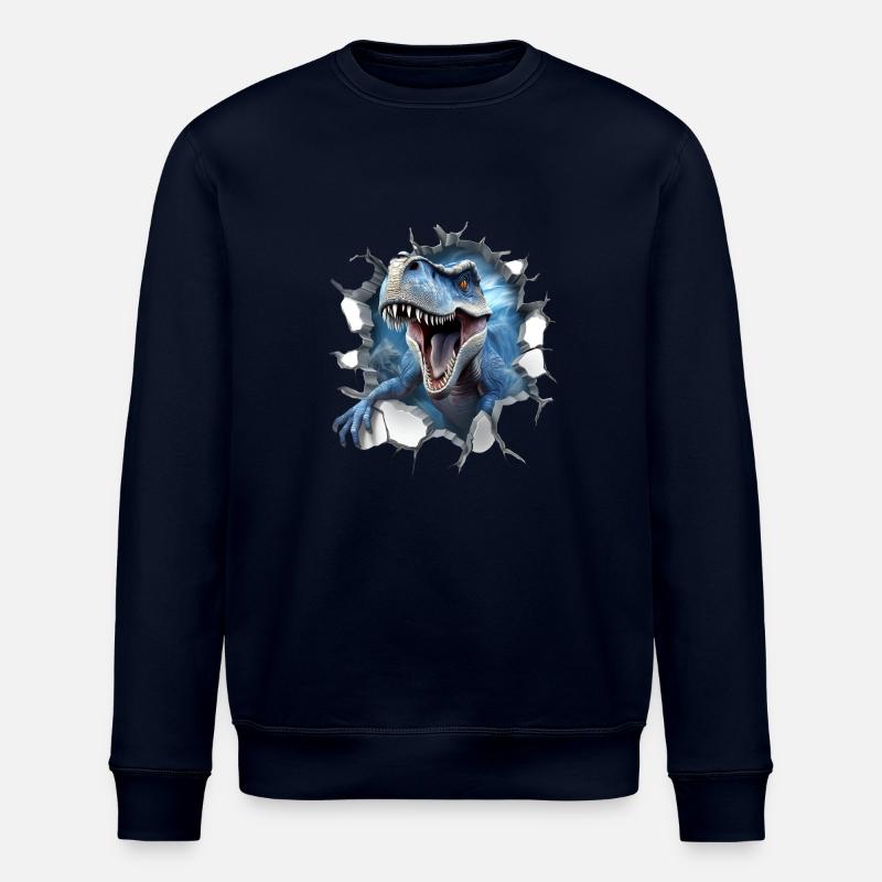 Autocollant T-rex de dinosaure - Sweat bio ROLLER Stanley/Stella Unisexe - marine